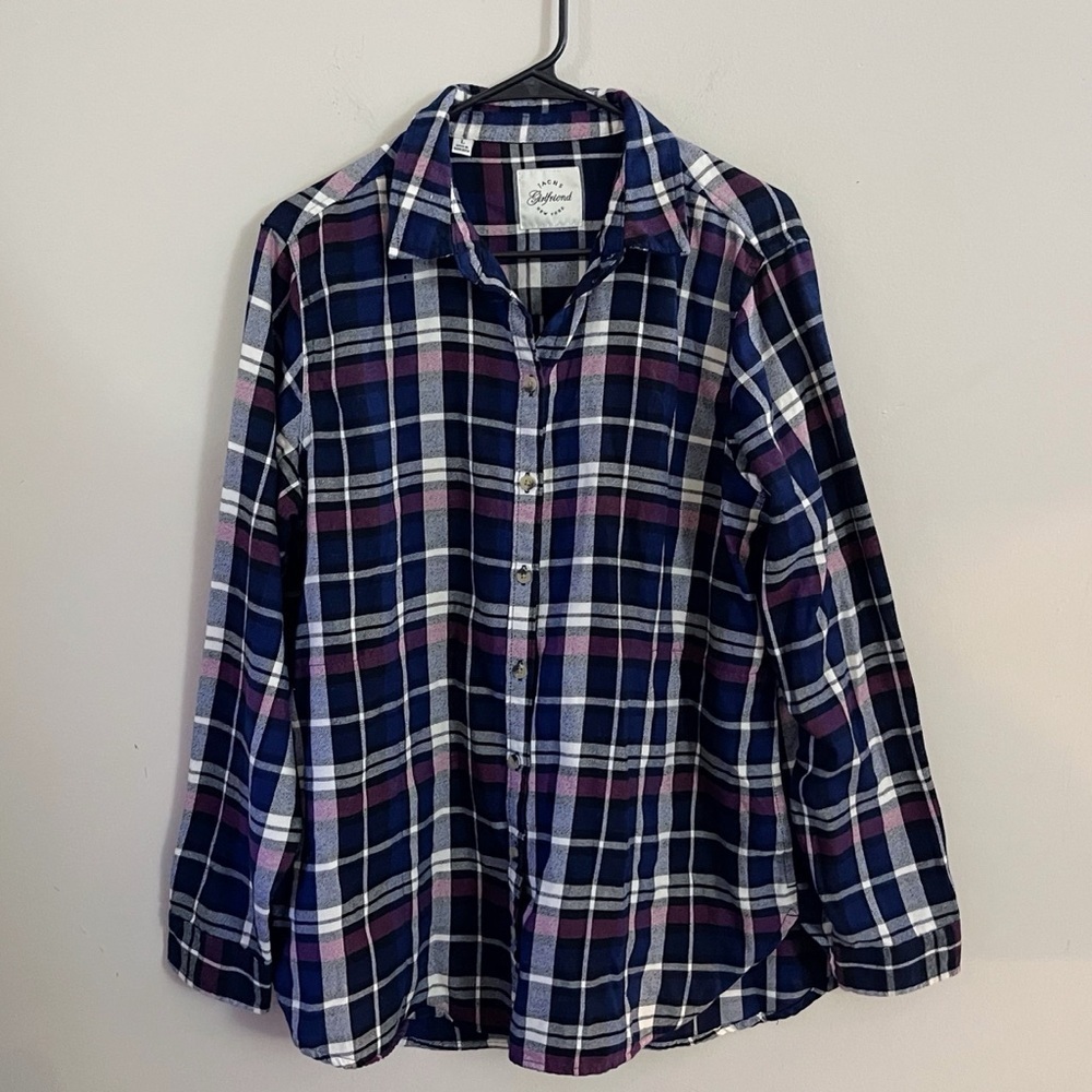 Jachs Girlfriend Navy and Pink Plaid Shirt Western Chic